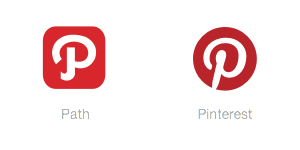 The logos of Path and Pinterest are very similar.